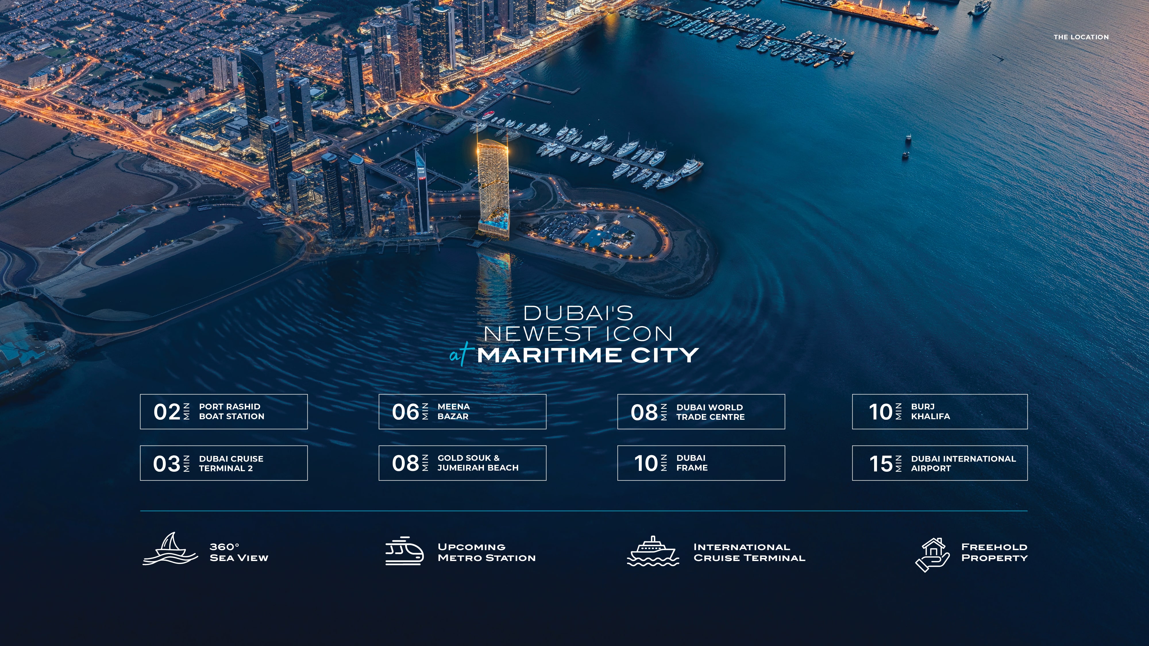 Aerial view of Dubai's coastline and waterfront
