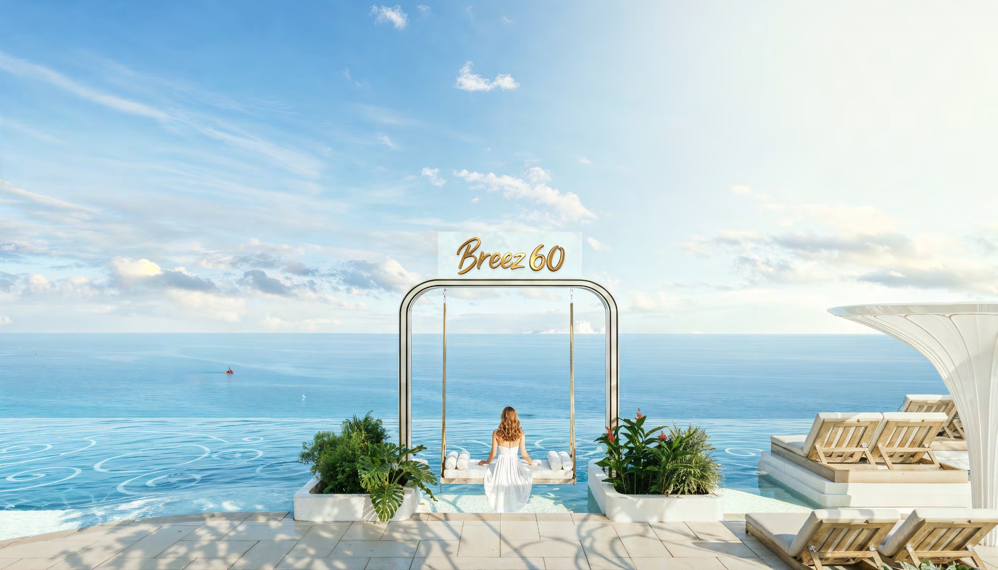 Oceanfront rooftop leisure space at Breez