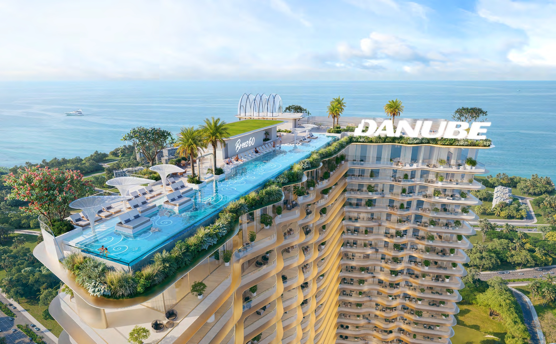 Breez rooftop pool and tower