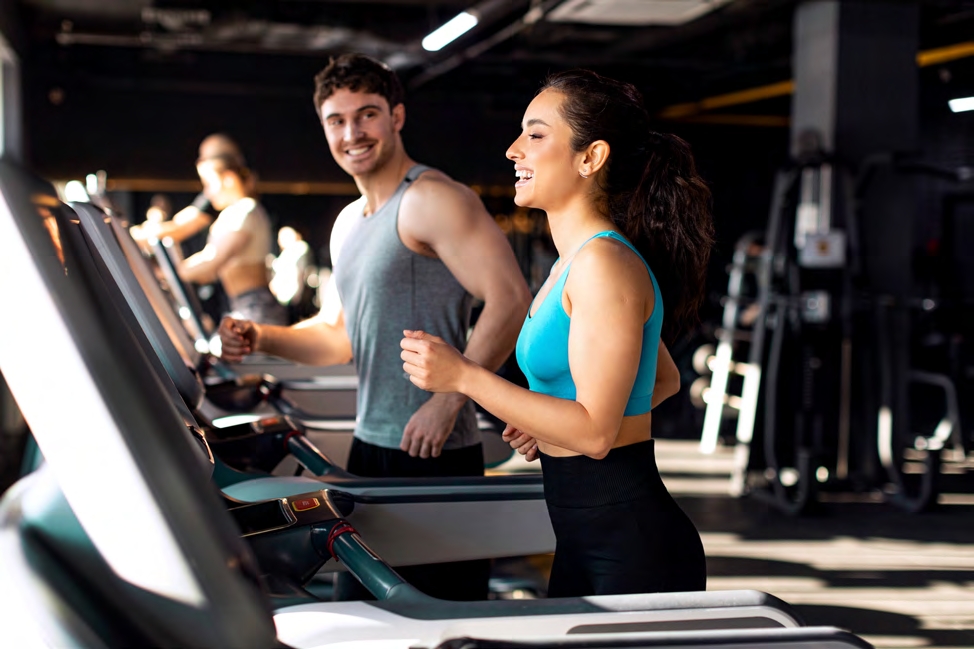 Residents working out in the gym