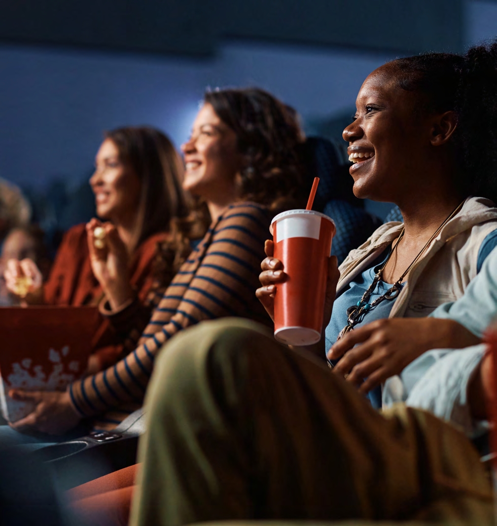 Residents enjoying a film
