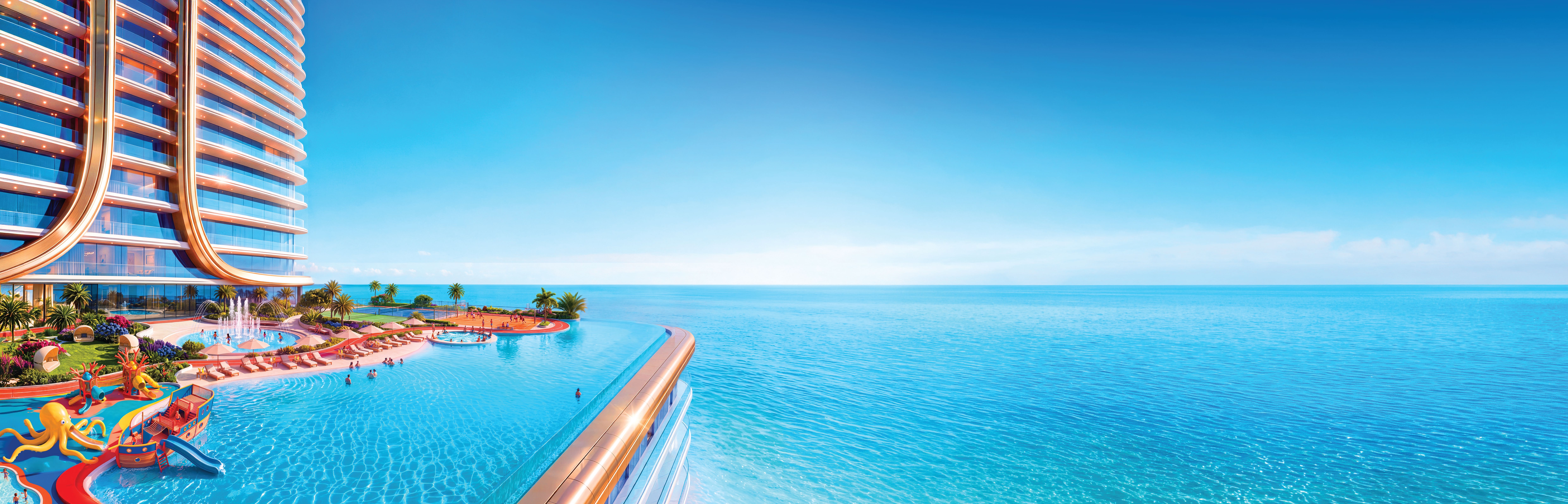 Shahrukhz waterfront pool and Arabian Gulf